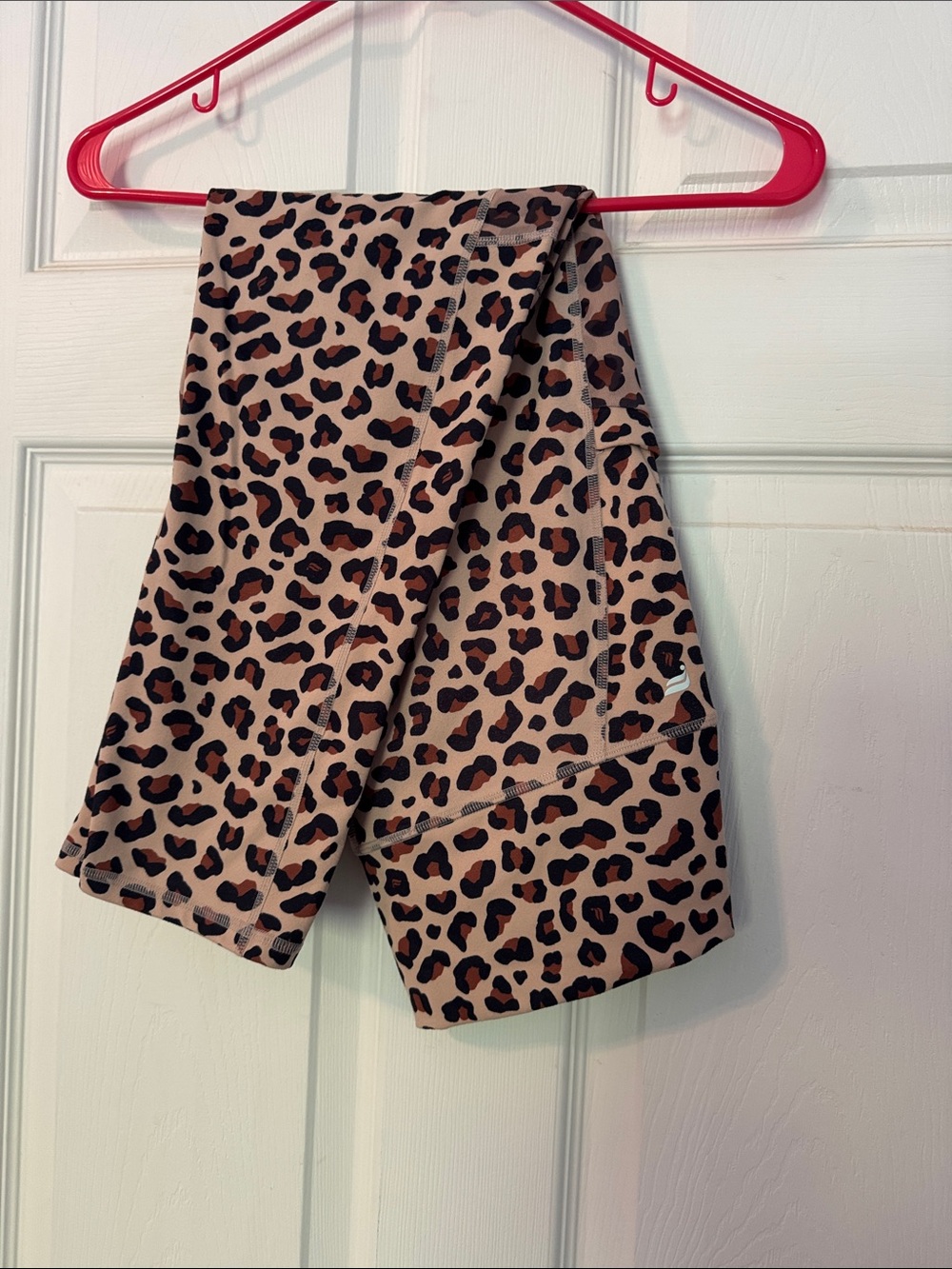 Fabletics Leopard Print PowerHold Leggings in Tan and Black with pockets
